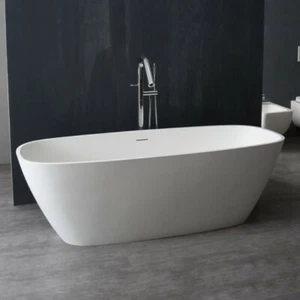 Freistehende Badewanne 175x75 cm weiß matt Wanne Mineralguss  - Bild 1 von 7