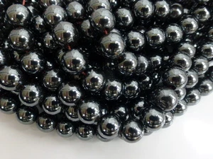 25 x 10mm Non-Magnetic Black Hematite Round Beads, Gemstones (GB1018) - Picture 1 of 2