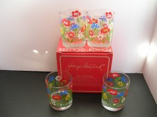 Four George Briard Field Flowers Double Old Fashioned Glasses Mint in Box
