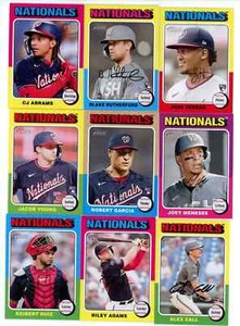 2024 Topps Heritage Washington Nationals Base Team Set 9 Cards No Short Prints - Picture 1 of 1