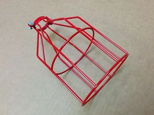 Vintage Metal Steel Bulb Cage Industrial Lights Pendant Lamp Guard Red  - Picture 1 of 5