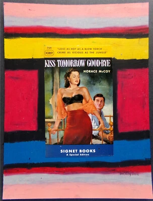 Dibujo/Collage Original Kiss Tomorrow Goodbye 9x12 Firmado Pastel/Postal/Papel Foto 1 de 3