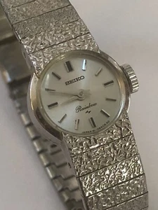 Elegante Reloj SEIKO Arco Iris Damas con Correa Llena de Oro Blanco 12K - Funcionando - Imagen 1 de 6