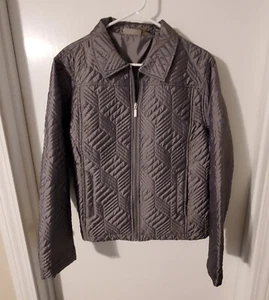 Jane Ashley Metallic Pewter Quilted Lightweight Jacket--size M - Picture 1 of 3