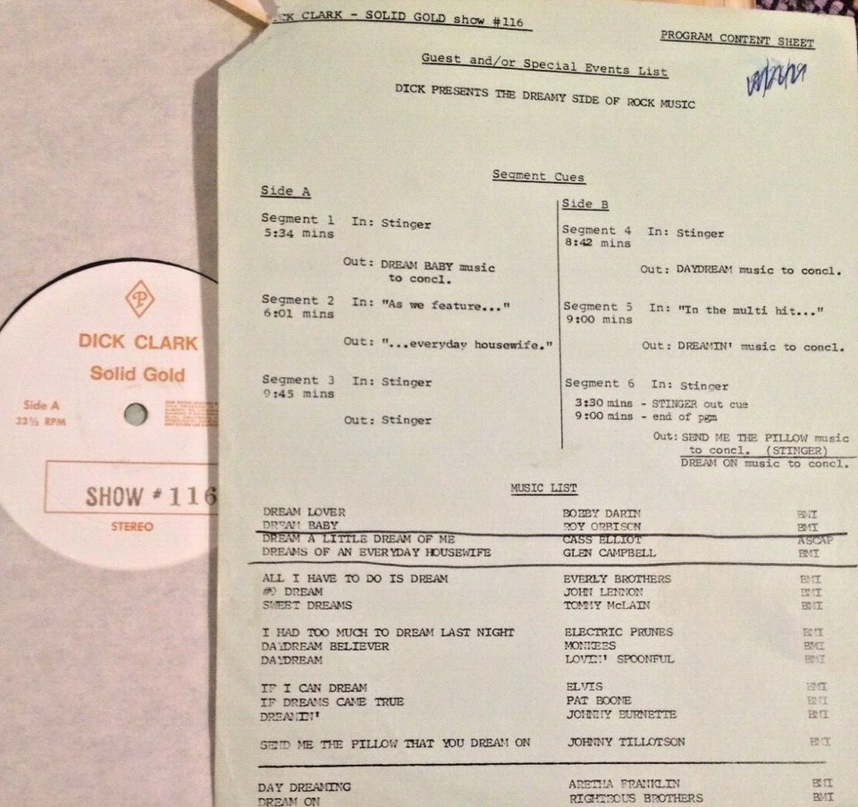 RADIO SHOW: DICK CLARK GOLD #116 DREAMY! ROY ORBISON, JOHN LENNON, PAT BOONE - Image 1 of 1