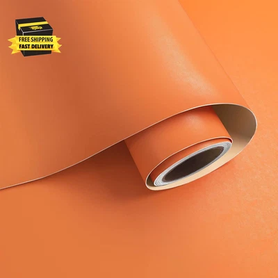 Papel tapiz naranja pelar y pegar 15,7"" X78,7"" papel de contacto naranja para gabinetes  Foto 1 de 4
