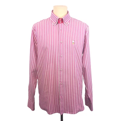 Louis Fugaro Shirt Mens 2XL Pink Striped Button Down Double Collar Smart Formal - Image 1 of 4