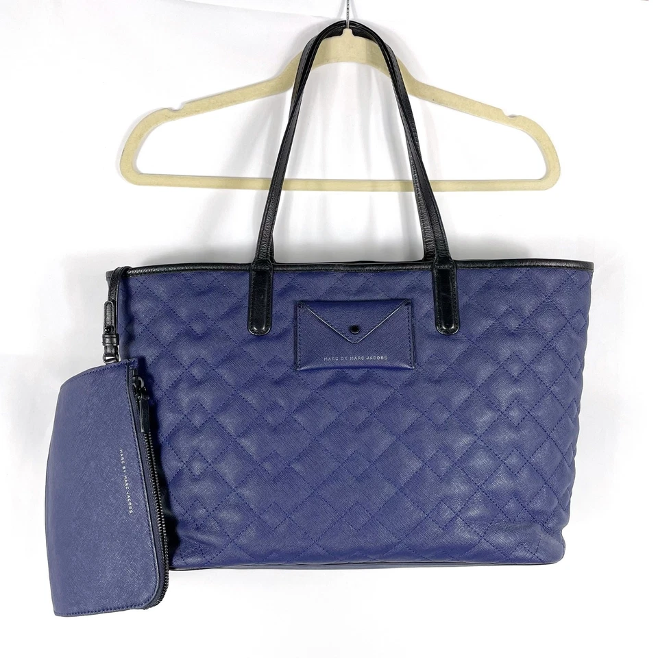 Bolso de Mano Marc Jacobs Metropolitote Azul Acolchado Cuero Grande Foto 1 de 4