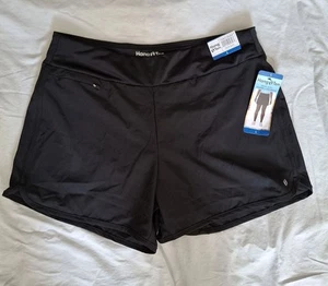 Hang Ten Womens Quick Dry Hybrid Boardshort Black Liner UV Protect 50+ Pocket - Picture 1 of 13