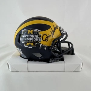 Jim Harbaugh Signed Wolverines 23 National Champions Speed Mini Helmet Fanatics - Picture 1 of 2
