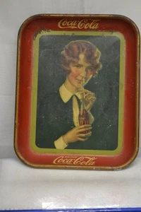 ANTIGUA BANDEJA PARA SERVIR COCA-COLA ORIGINAL 1927 COSNHOCTON EE. UU. DAMA BEBIDA COKE - Imagen 1 de 6