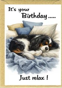 Cavalier King Charles Dog Birthday Card (4" x 6") blank inside - by Starprint - Picture 1 of 1