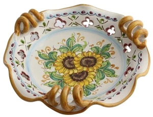 CENTROTAVOLA PICCOLO IN CERAMICA DECORO GIRASOLE ART 7 - Picture 1 of 1