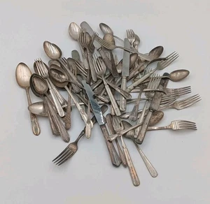 59pcs Mixed Lot Silverplate Flatware Silver Plated Arts Crafts VTG Antique - Picture 1 of 5
