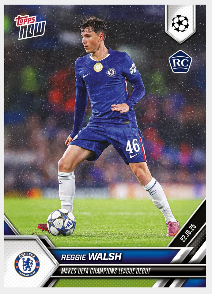 2025 Topps Now Premier League Reggie Walsh Chelsea Wonderkid PREVENTA NOVATO Foto 1 de 1