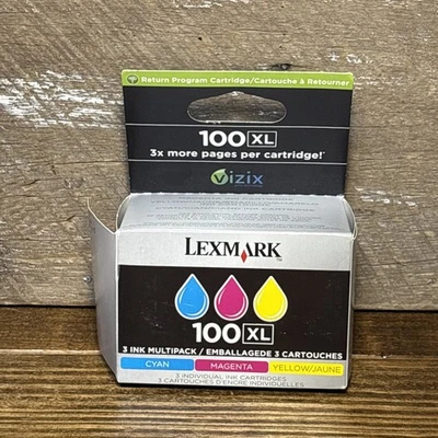 Genuine Lexmark 100Xl 3 Color Ink Set Pack  Tan Yellow Magenta 14N0684 (A) - Image 1 of 4