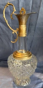 RARO decanter Garnier Enghien Paris FRANCIA vetro tono oro ornato vintage 11,5" - Foto 1 di 4
