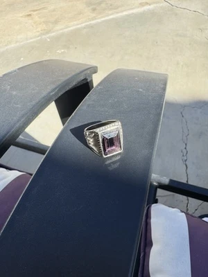 Anillo vintage de piedras preciosas de amatista para hombre hecho a mano de ley 925 Foto 1 de 4