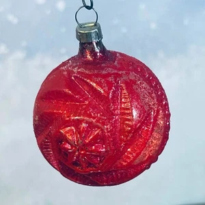 Antik Germany Glas Feder Baum Weihnachtsschmuck Stern Blume rosa Outdent - Bild 1 von 5