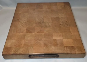 Vintage Ahorn Metzger Block 14,75x12,5 Schneidebrett kariert Karo Endmaserung FF - Bild 1 von 19