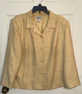 Chaqueta Blazer Pendleton Mujer Talla 16W Amarilla Ventana Cuadros Cuadros Vintage Foto 1 de 4