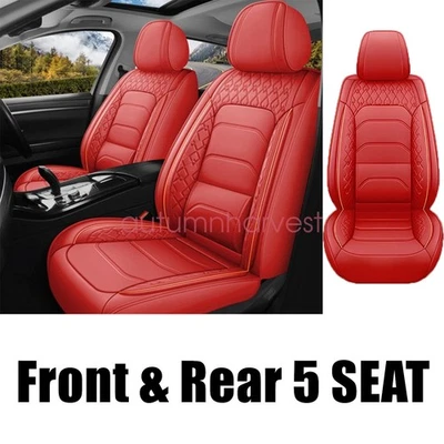 Fits 2007-2023 Jeep Wrangler PU Leather Car 5-Seat Covers Front & Rear Protector - Image 1 of 4