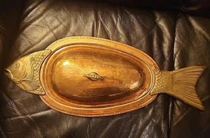 Gehämmert Kupfer & Messing Fischplatte mit Deckel Wilderer Servierer 22" - Bild 1 von 7
