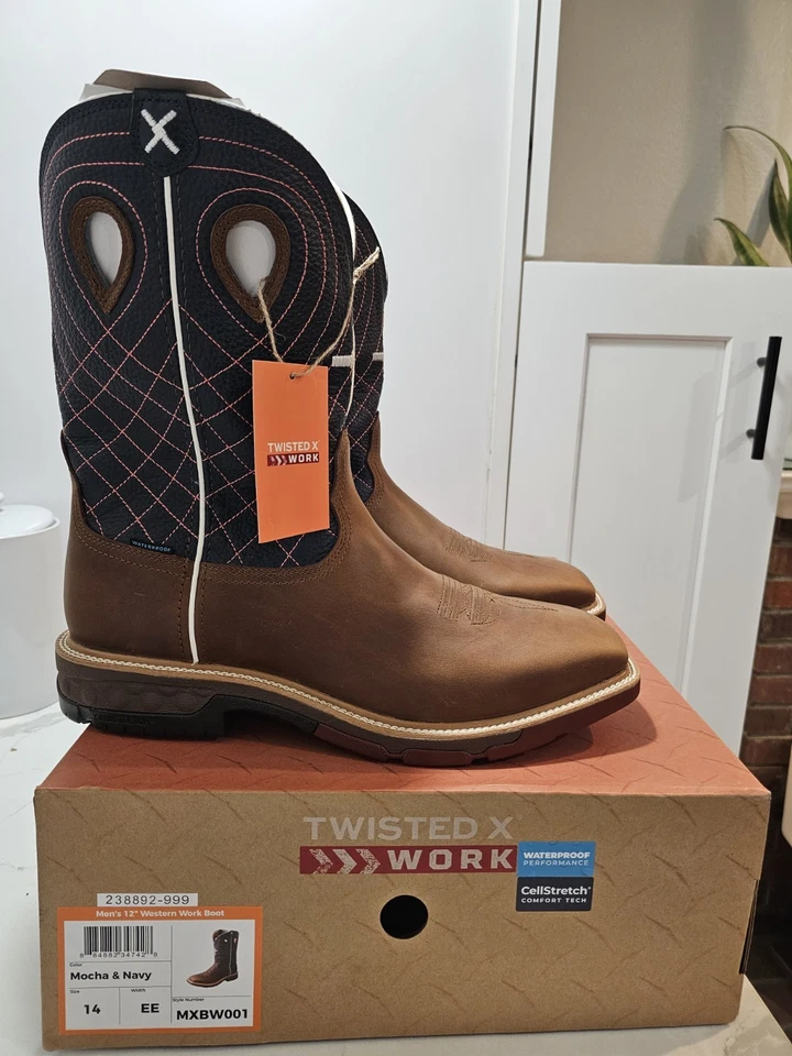 Twisted X Men's Waterproof CellStretch Western Work Boots - Soft Toe Size 14EE - Image 1 of 4