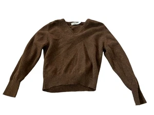Suéter Pullover Mujer L Bean Marrón Talla Mediana Lana Manga Larga Cuello en V - Imagen 1 de 7