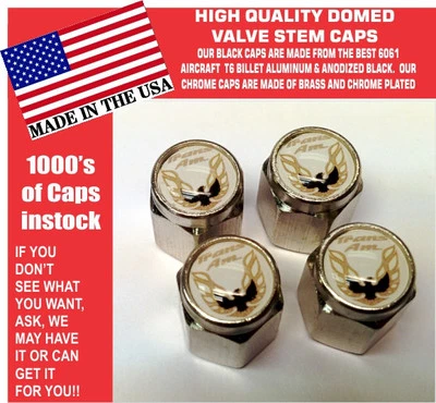 Chrome Pontiac Trans Am TransAm Formula Firebird Gold/wht Valve Stem Caps Unique - Imagem 1 de 4