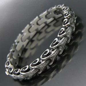 Men's Women's Retro 316L Stainless Steel Dragon Snake Skin Bone Chain Bracelet - Picture 1 of 11