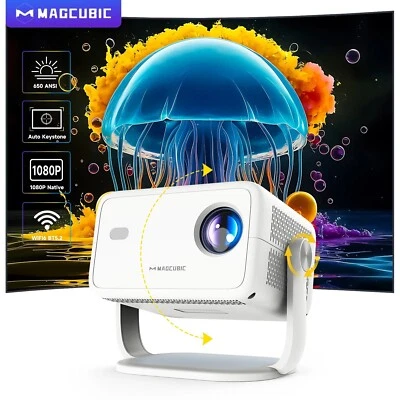 4K 1080 Projector Android 11 WiFi6 BT5.2 650ANSI Auto Focus Keystone Home Cinema - Image 1 of 4