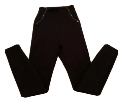 Leggings GUESS pretas elásticas com zíper duplo frontal skinny XS 24 x 29 - Imagem 1 de 3