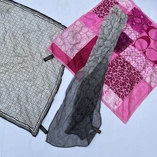Coach Womens Monogram Silk Scarves Shawls Wraps Black Lot 3
