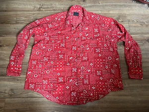 VTG 70's Wrangler/Sears Maverick Bandana Hippie/Rock Star Pearl Snap Shirt XL - Picture 1 of 5