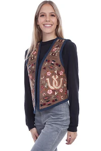 Scully Womens Brown Leather Autumn Palette Vest - Picture 1 of 2