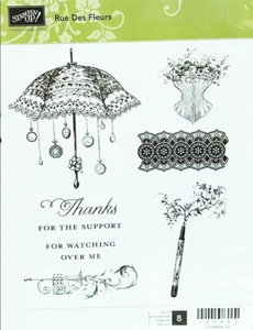 STAMPIN UP RUE DES FLEURS (8) CLEAR MOUNT STAMPS SET SCRAPBOOKING CARDMAKING - Picture 1 of 4