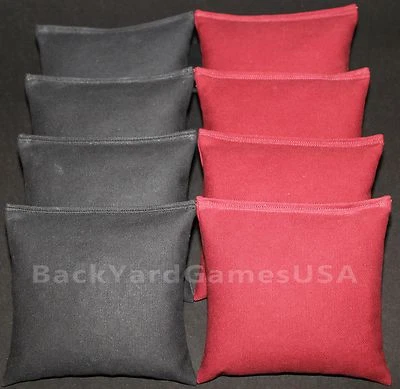 BOLSAS DE FRIJOLES CORNHOLE 8 negras y granates rellenas de resina para todo clima  Foto 1 de 2