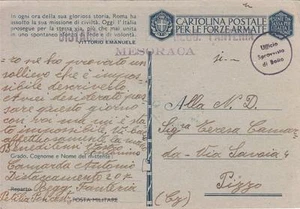 A8539) WW2 MESORACA (CROTONE) BOLLO DISTACCAMENTO DEL 207 FANTERIA SU FRANCHIGIA - Picture 1 of 1