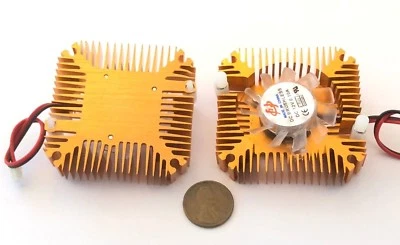 2 Pieces copper 12v 55mm 2PIN Aluminum Cooling Fan Heatsink Cooler VGA CPU A8 - Image 1 of 3