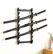 8 Tier Samurai Sword Holder Wall Mount Display Katana Stand Flute Rack 30 Inch