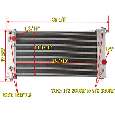 3-ROW Aluminum Radiator For 1994-1995 Chevy S10 Blazer GMC Jimmy Sonoma 4.3L V6 - Image 1 of 4