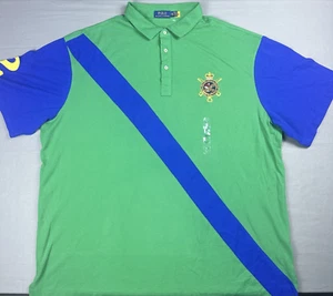 Polo Ralph Lauren Hemd Herren 3XLT / 3XB Grün Blau Banner Streifen Wappen Mesh Polo - Bild 1 von 15