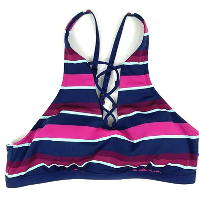 Sujetador deportivo Jag Sport para mujer a rayas bikini a rayas L espalda corredora enjaulada rosa azul Foto 1 de 4