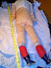 Antique Paper Mache Doll Body 25" For Parts Repair 1800s Tlc Project As Is