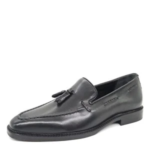 Mens Formal Slip On Loafer Tassel Detail Black HX London Beddington - Picture 1 of 5