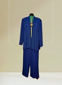 DRESS SAVVY New York 2 Piece CHIFFON Dress Pants SHEER Blazer PLUS 20W Women's - Picture 1 of 18
