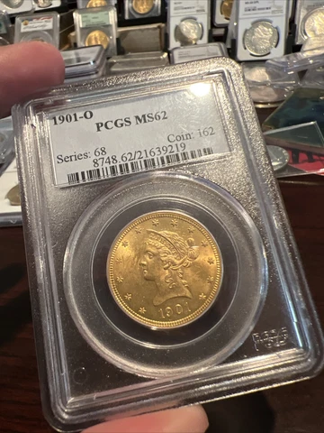 1901 O $10 Gold Eagle PCGS MS 62 Liberty $10 Gold  New Orleans Old Holder! Rare Cover