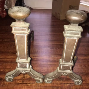 Vintage R.H. Baker Messing/Guss Andirons..Hergestellt in den USA!! 30’s ?? Slauson Ave LA!! - Bild 1 von 9