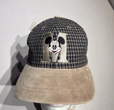 Gorra Mickey Mouse Disney Goofy's Hat Company Correa Trasera Cuadros Gamuza Nuevo de Lote Antiguo Nuevo con Etiquetas Foto 1 de 4